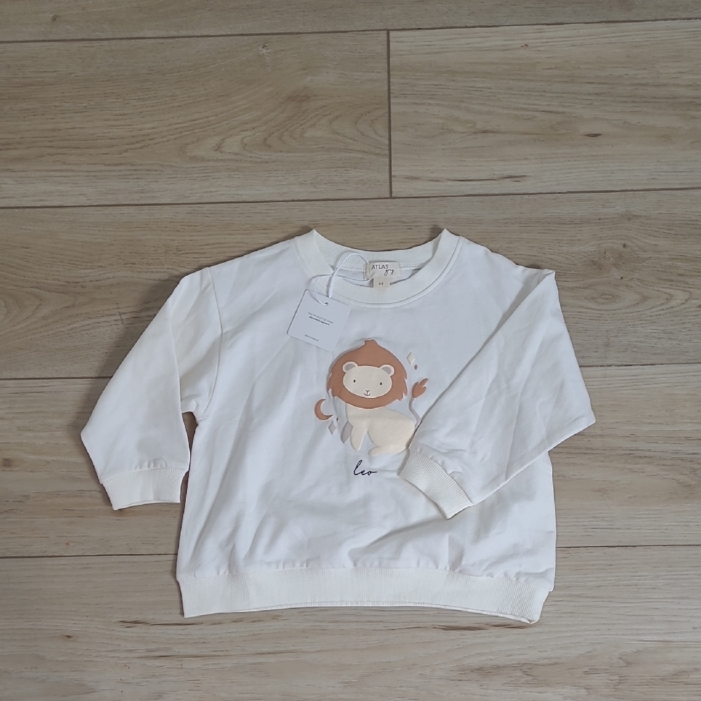 Atlas Grey Kids White Leo Sign Print Sweatshirt 2-3 T